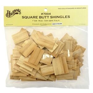 Vtg Houseworks Dollhouse Square Butt Shingles 100 Pieces Light Wood 1:12 #7004